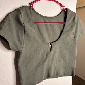 Aerie Sage Ribbed Knit Top